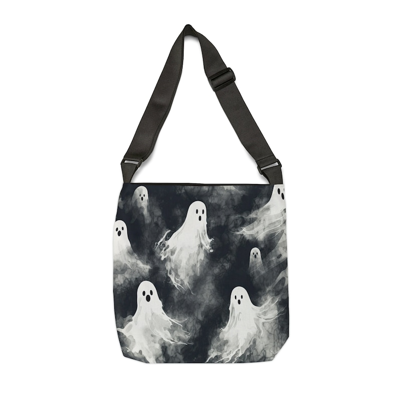 Halloween Tote Bag - Adjustable Strap Tote Bag - Halloween Ghosts Tote Bag with Zipper, Spooky Gothic Tote Bag, Halloween Shoulder Bag Bild 3