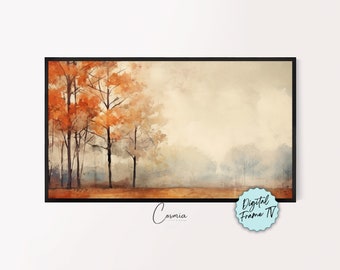 Samsung Frame TV,  Fall Art Print, Fall Wall Decor, Abstract Landscape Painting, Colorful Trees Wall Art, Frame TV Artwork, Digital Download