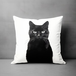 Halloween Pillow, Black Cat Throw Pillow, Pillow Cover, Black Cat Decor, Halloween Decor, Black Cat Accent Pillow, Halloween Pillowcase image 6