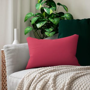 Raspberry Pink Lumbar Pillow, Throw Pillow, Dark Rose Pink Throw Pillow, Solid Color Couch Pillow, Accent Pillow, Home Decor