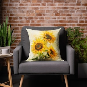 Sunflower Pillow, Sunflowers Pillow Covers, Sunflower Throw Pillow, Summer Pillow Covers, Yellow Pillow, Throw Pillow, Floral Home Decor image 7