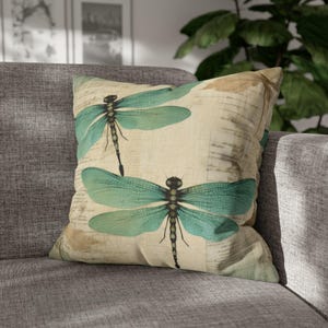 Dragonflies Pillow Cover - Throw Pillow, Vintage Accent Pillow for Couch, Chair or Bed, Cottage Decor, Decorative Pillow, Dragonfly Gift image 8