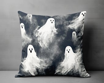 Ghosts Halloween Pillow, Halloween Throw Pillow, Ghost Pillow Cover, Spooky Decor, Spooky Accent Pillow, Creepy Ghost Halloween Home Decor