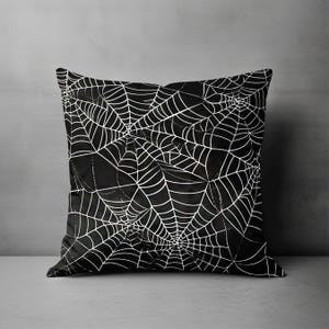 Halloween Pillow, Spiderweb Halloween Throw Pillow, Spooky Pillow Cover, Halloween Decor, Spider Web Accent Pillow, Creepy Cobweb Pillow image 8