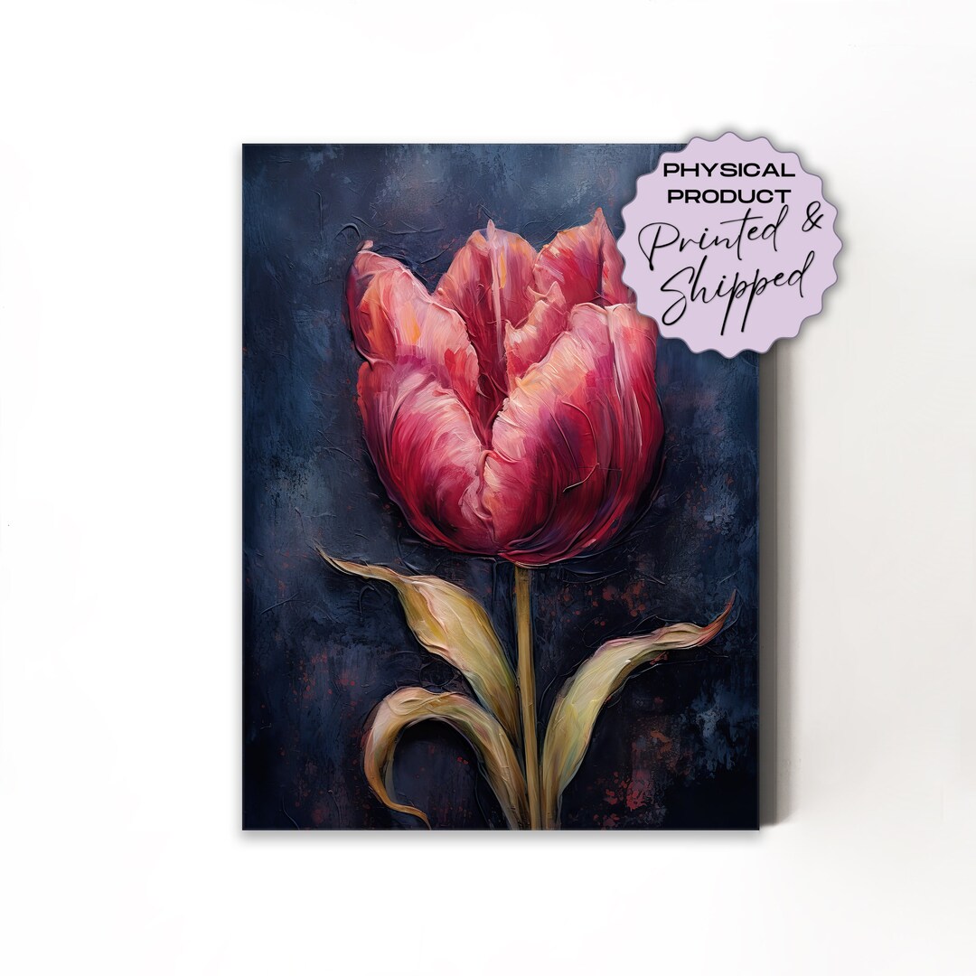 Floral Wall Art PRINTED & SHIPPED Canvas Print - Red and Pink Tulip ...