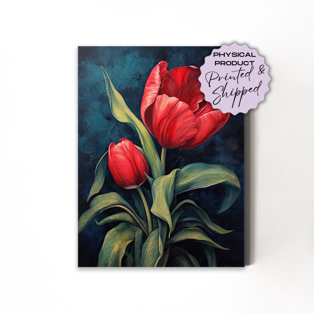 Floral Wall Art PRINTED & SHIPPED Canvas Print - Red Tulip, Botanical ...