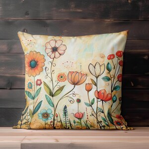 Unique Throw Pillow, Floral Throw Pillow, Wildflower Pillow Covers, Art Throw Pillow Covers, Spring Pillow, Summer Pillow, Gift for Mom Bild 3