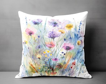Wildflower Pillow, Floral Throw Pillow, Wildflower Pillow Covers, Throw Pillow Covers, Spring Pillow, Floral Pillowcase, Floral Home Decor
