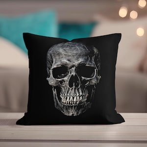 Skull Pillow, Skulls Pillow Cover, Skulls Pillow, Dark Gothic Decor, Moody Accent Pillow, Death Metal, Halloween Decor, Gothic Pillow