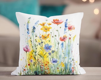 Wildflower Pillow, Floral Throw Pillow, Wildflower Pillow Covers, Throw Pillow Covers, Spring Pillow, Floral Pillowcase, Floral Home Decor
