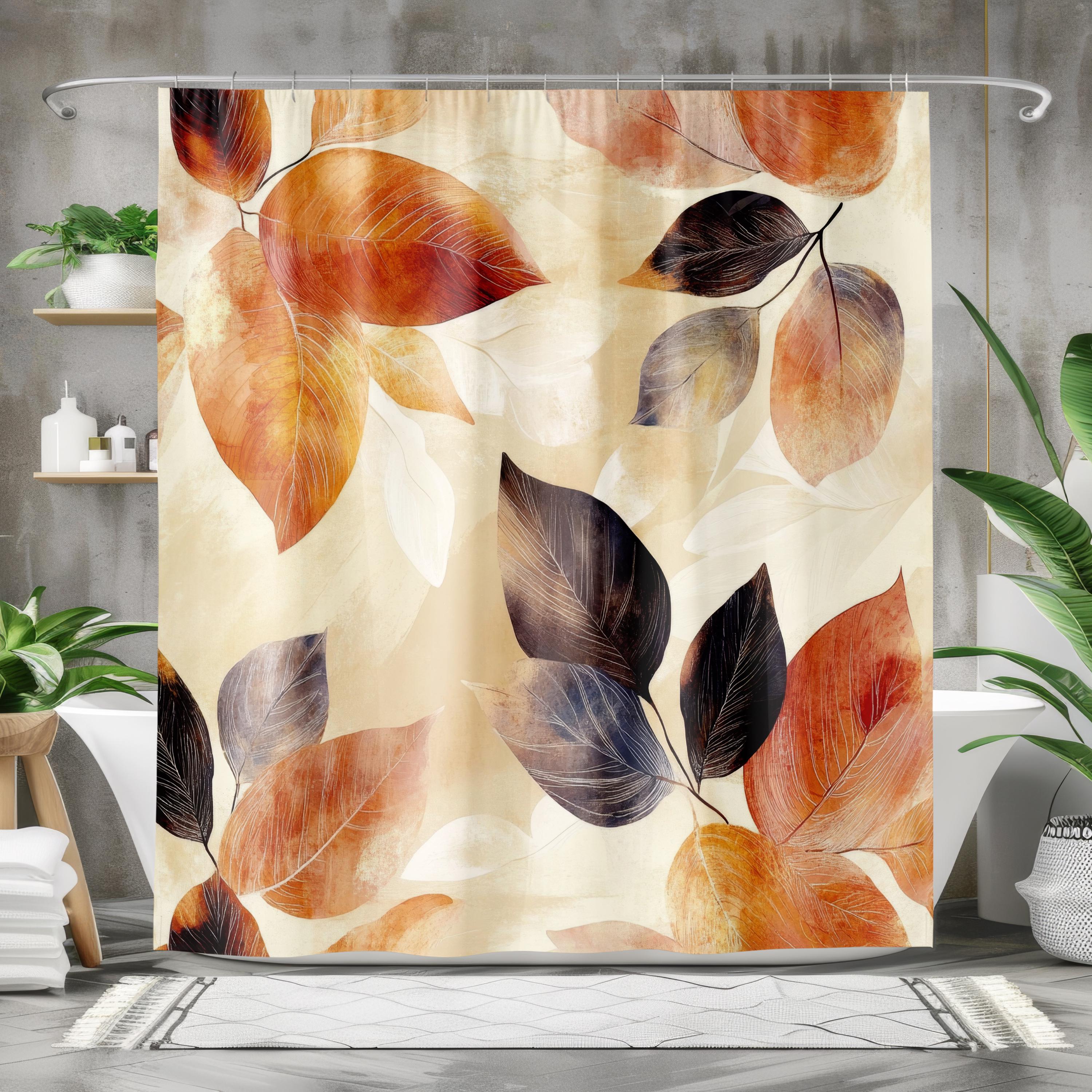 Herbst-Blatt Duschvorhang – Gelb, Goldene Naturmotive, Wasserdicht, 122x183 Cm Fürs Badezimmer