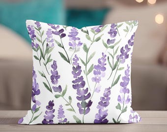 Coussin lavande, coussin pour amoureux des plantes, cadeau jardinier, coussin floral, décoration de coussin fleurs lilas botaniques violettes, cadeau pour maman