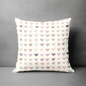 Hearts Throw Pillow - Cute Hearts Pillow Cover, Love Decor, Girls Room Decor, Nursery Room, Gift for Her, Pink Hearts Home Decor