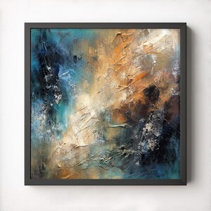 Abstrakte druckbare Wandkunst, digitaler Download, Wand-Dekor, Kunstdruck, ausdrucksvolle Malerei, zeitgenössisch, verwittert marineblau, blau, türkis