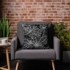 Halloween Pillow, Spiderweb Halloween Throw Pillow, Spooky Pillow Cover, Halloween Decor, Spider Web Accent Pillow, Creepy Cobweb Pillow image 9
