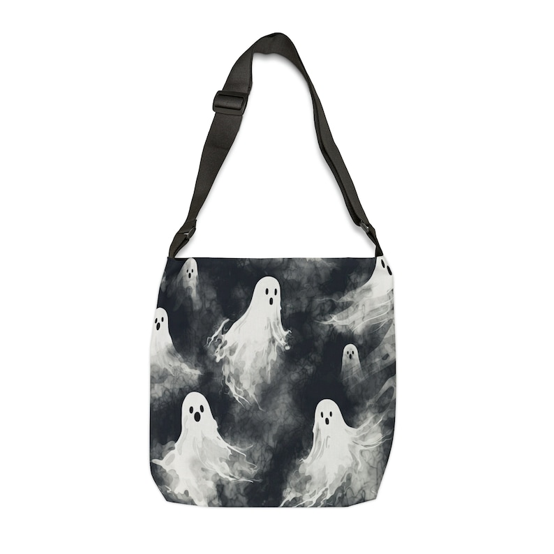 Halloween Tote Bag - Adjustable Strap Tote Bag - Halloween Ghosts Tote Bag with Zipper, Spooky Gothic Tote Bag, Halloween Shoulder Bag Bild 8