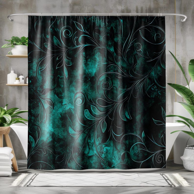 Dark Teal Shower Curtain