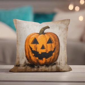 Halloween Pillow, Pumpkin Throw Pillow, Pillow Cover, Jack-o-Lantern Decor, Pumpkin Decor, Accent Pillow, Halloween Decor, Spooky Decor