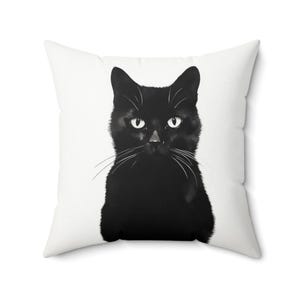 Halloween Pillow, Black Cat Throw Pillow, Pillow Cover, Black Cat Decor, Halloween Decor, Black Cat Accent Pillow, Halloween Pillowcase image 2