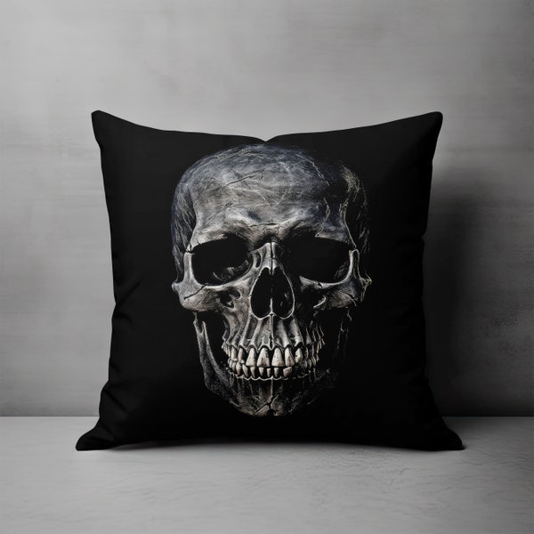 Halloween Pillow, Pillow Cover, Skull Pillow, Skull Pillow Cover, Gothic Decor, Skeleton Accent Pillow, Halloween Decor, Goth Throw Pillow