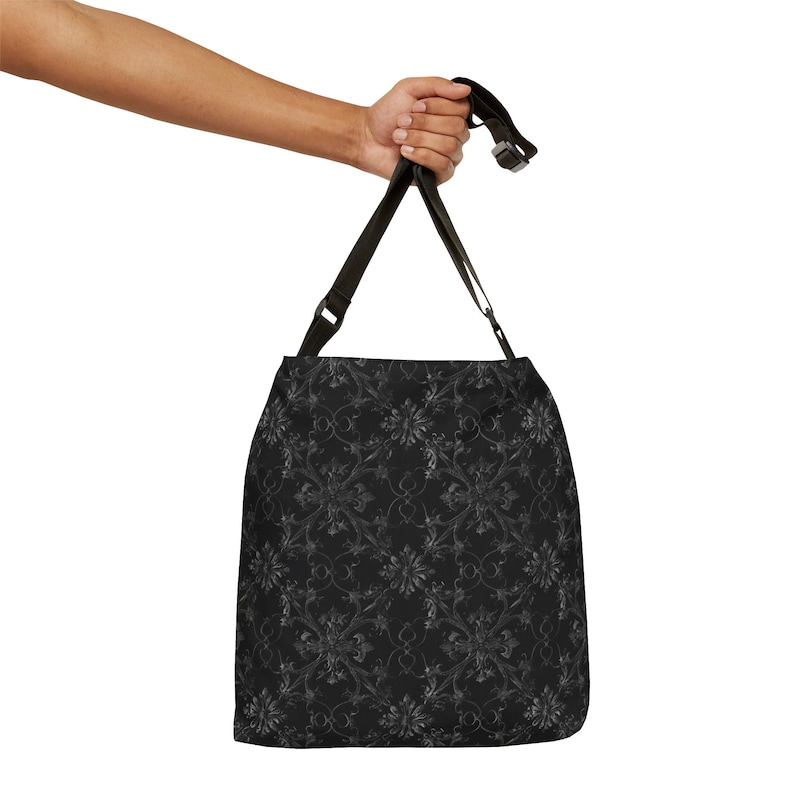 Gothic Tote Bag - Adjustable Strap Tote Bag - Cute Tote with Zipper Pocket, Black Tote Bag, Trendy Tote Bag, Unique Shoulder Bag Gift image 10
