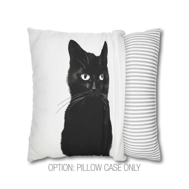 Halloween Pillow, Black Cat Throw Pillow, Pillow Cover, Black Cat Decor, Halloween Decor, Black Cat Accent Pillow, Halloween Pillowcase image 8