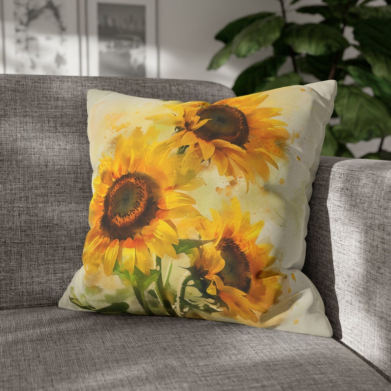 Sunflower Pillow, Sunflowers Pillow Covers, Sunflower Throw Pillow, Summer Pillow Covers, Yellow Pillow, Throw Pillow, Floral Home Decor image 2