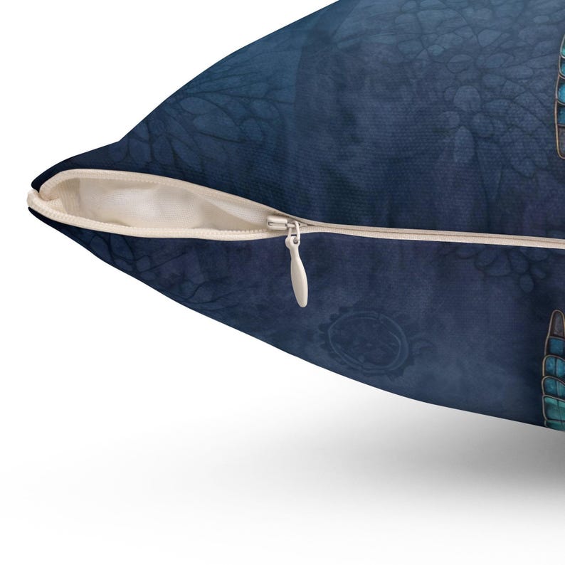 Dragonfly Throw Pillow - Dark Blue Accent Pillow with Turquoise Dragonfly for Couch, Decorative Pillow, Whimsical Cottage Dragonfly Decor immagine 6