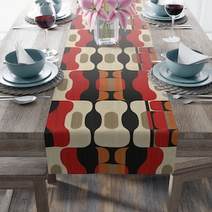 Mid Century Table Runner, Mod Table Runner,  Table Decor, 60s Table Runner, Unique Table Decor, Table Liner, Geometric Home Decor Gift
