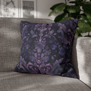 Whimsigoth Decor - Unique Throw Pillow, Deep Purple Pillow Cover, Victorian Pillow Covers, Witchy Decor, Purple Home Decor Housewarming Gift