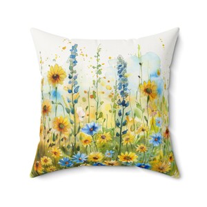 Wildflower Pillow, Floral Throw Pillow, Wildflower Pillow Covers, Throw Pillow Covers, Yellow Pillow, Floral Pillowcase, Floral Home Decor bild 2