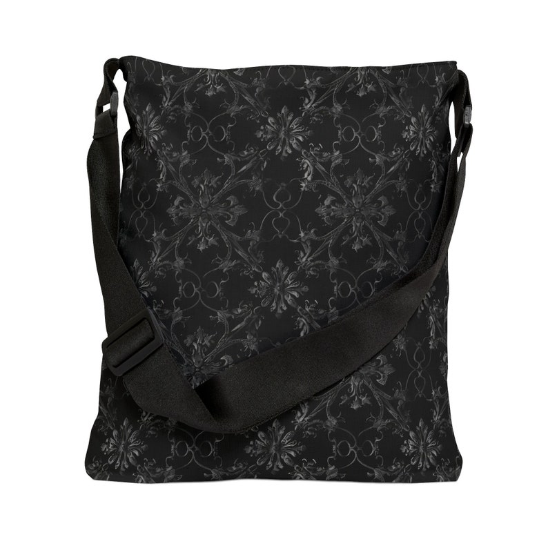 Gothic Tote Bag - Adjustable Strap Tote Bag - Cute Tote with Zipper Pocket, Black Tote Bag, Trendy Tote Bag, Unique Shoulder Bag Gift image 2