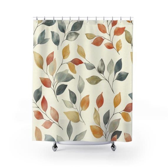 Duschvorhang Herbst Blatt Motiv – Gelbes Blatt-Design, Wasserdicht, 122x183 Cm, Mit Haken