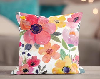 Coussin printanier, Housses de coussin à fleurs, Housses de coussin, Coussin décoratif floral, Taie d'oreiller florale, Coussin printanier floral
