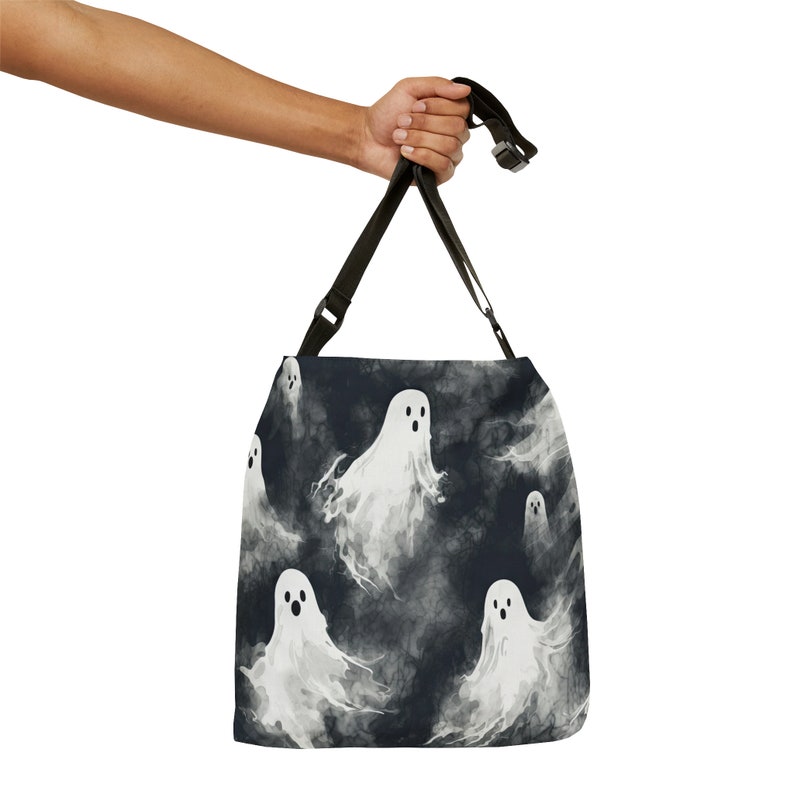 Halloween Tote Bag - Adjustable Strap Tote Bag - Halloween Ghosts Tote Bag with Zipper, Spooky Gothic Tote Bag, Halloween Shoulder Bag Bild 10