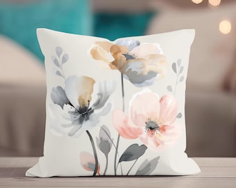 Floral Throw Pillow, Floral Pillow Covers, Throw Pillow Covers, Spring Flowers, Spring Floral Pillowcase, Pillow Cover, Neutral Home Decor
