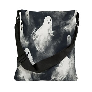 Halloween Tote Bag - Adjustable Strap Tote Bag - Halloween Ghosts Tote Bag with Zipper, Spooky Gothic Tote Bag, Halloween Shoulder Bag Bild 7