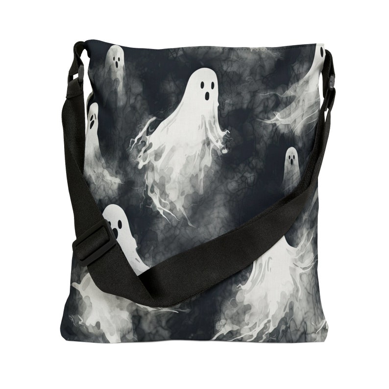 Halloween Tote Bag - Adjustable Strap Tote Bag - Halloween Ghosts Tote Bag with Zipper, Spooky Gothic Tote Bag, Halloween Shoulder Bag Bild 7