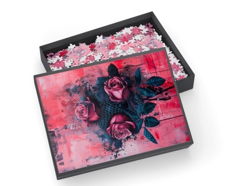 Gothic Roses Art Puzzle - Premium Adult Jigsaw Puzzle (500, 1000 piece) Flowers Art Puzzle, Gothic Puzzle, Moody, Puzzle Decor, Puzzle Gift