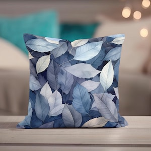 Fall Pillow, Blue Throw Pillow Covers, Autumn Leaves Decor, Pillowcase, Fall Pillow Cover, Nature Pillow, Couch Accent Pillow, Fall Decor