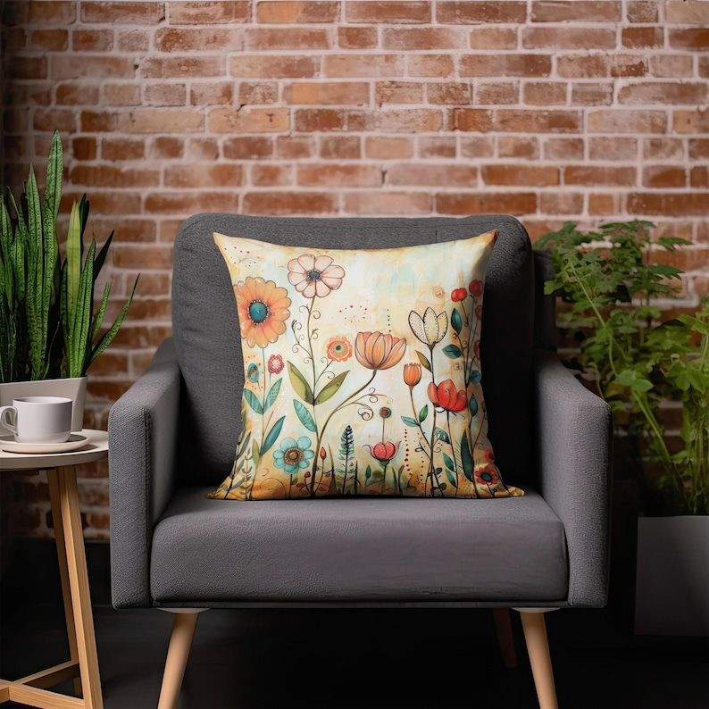 Unique Throw Pillow, Floral Throw Pillow, Wildflower Pillow Covers, Art Throw Pillow Covers, Spring Pillow, Summer Pillow, Gift for Mom Bild 5