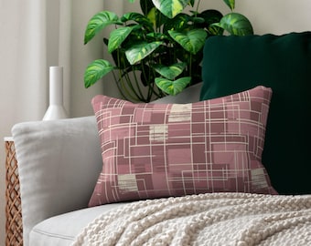 Dusty Rose Lumbar Pillow, Pink Throw Pillow, Soft Pink Throw Pillow, Geometric Lumbar Pillow, Unique Pillow, Accent Couch Pillow, Home Decor