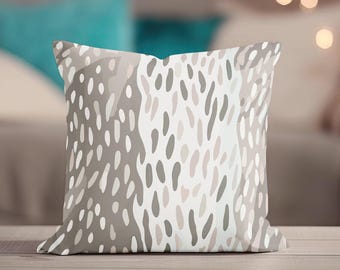 Gray Pillow - Gray & Taupe Throw Pillow, Neutral Pillow, Abstract Fawncore Spotted Print, Accent Pillow, Unique Home Decor, Designer Pillow