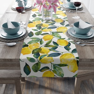 Lemons Table Runner, Summer Table Runner, Unique Table Decor, Yellow Table Runner, Kitchen Decor, Lemon Table Liner, Home Decor Gift