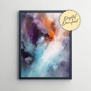 Fluid Abstract Art Print - Digital Download - Colorful & Relaxing Modern Wall Decor, Atmospheric Waterfall Cloud - Designer Wall Art Gift