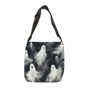 Halloween Tote Bag - Adjustable Strap Tote Bag - Halloween Ghosts Tote Bag with Zipper, Spooky Gothic Tote Bag, Halloween Shoulder Bag Bild 2