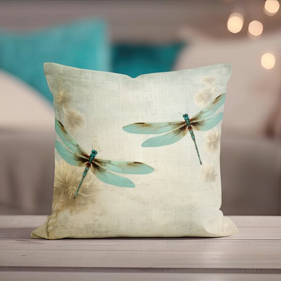 Dragonfly Pillow - Throw Pillow, Vintage Aesthetic, Accent Pillow