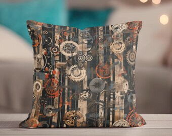 Steampunk Decor, Steampunk Home Decor, Gears Decor, Throw Pillow