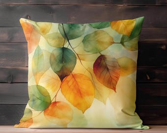 Coussin décoratif en forme de feuilles d'automne, Housses de coussin en forme de feuilles, Coussin décoratif en forme de feuilles abstraites, Coussin décoratif d'automne, Décoration d'intérieur canapé vert
