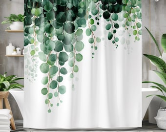 YiarTaan Tropical Green Plant Shower Curtain – Leaf Design, Waterproof 72x72 Inch, With Hooks, Botanical Bathroom Decor